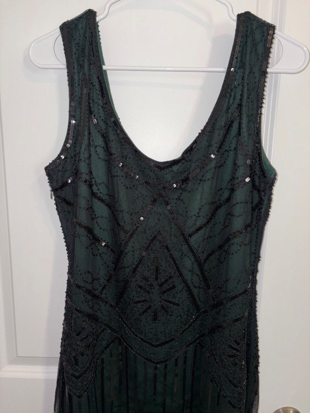 Women's 1920s Flapper Dress Peacock Boy's Charleston Gatsby Sequin Tassel Hem XL - Picture 6 of 14
